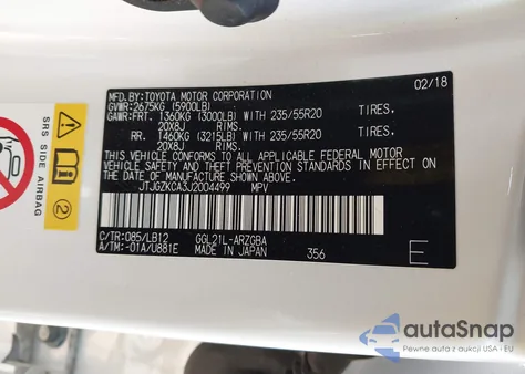 2018 Lexus Rx 350L Premium z USA, uszkodzony, nr VIN JTJGZKCA3J2004499